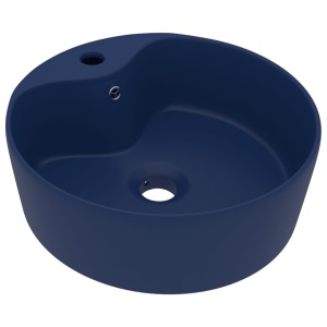 Chiuvetă de lux cu preaplin, albastru mat, 36 x 13 cm, ceramică - Img 2