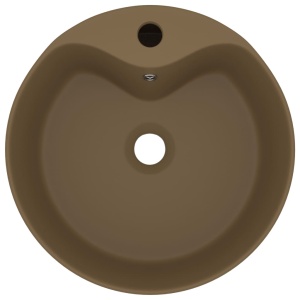 Chiuvetă de lux cu preaplin, crem mat, 36 x 13 cm, ceramică - Img 4
