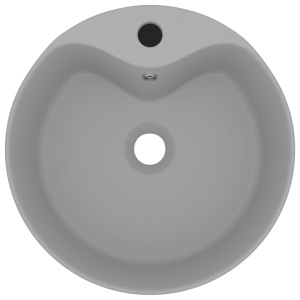 Chiuvetă de lux cu preaplin, gri deschis mat, 36x13 cm ceramică - Img 3