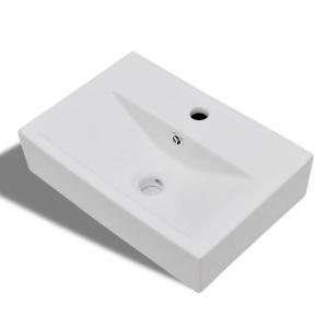 Chiuvetă dreptunghiulară de baie din ceramică, alb - Img 2