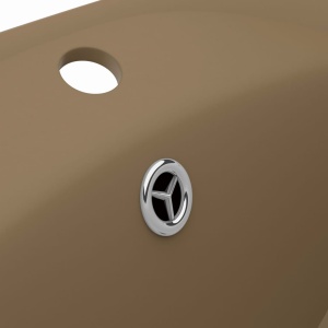 Chiuvetă lux cu preaplin, crem mat, 58,5x39 cm ceramică, oval - Img 5