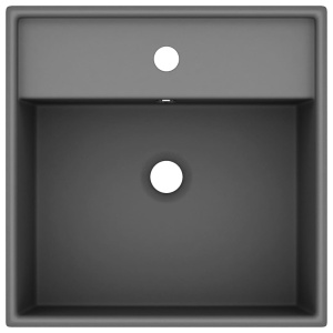 Chiuvetă lux cu preaplin gri inchis mat 41x41cm ceramică pătrat - Img 4