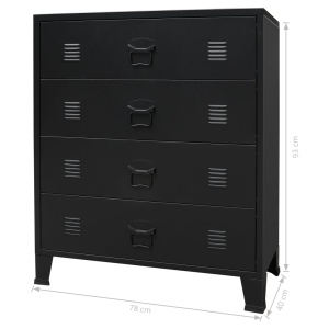 Comodă sertare, metal, stil industrial, 78x40x93 cm, negru - Img 10