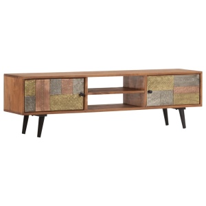Comodă TV, 140x30x40 cm, lemn masiv de acacia - Img 12