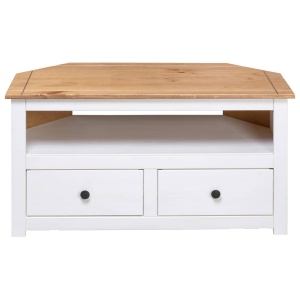 Comodă TV de colț alb 93x49x49 cm lemn masiv pin gama Panama - Img 8
