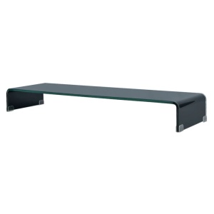 Comodă TV/Suport monitor din sticlă, 100 x 30 x 13 cm, negru