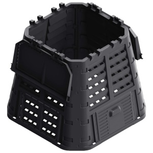 Compostor de grădină, negru, 93,3x93,3x80 cm, 480 L - Img 6