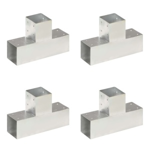 Conectori de grindă, 4 buc, formă T, 91x91 mm, metal galvanizat