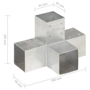 Conectori de grindă, formă X, 4 buc, 91x91 mm, metal galvanizat - Img 6
