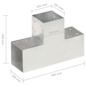 Conectori grindă, formă T, 4 buc, 101x101 mm, metal galvanizat - Img 6