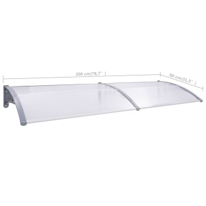 Copertină de ușă, gri și transparent, 200 x 80 cm, PC - Img 5