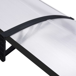 Copertină de ușă, negru și transparent, 300 x 80 cm, PC - Img 4