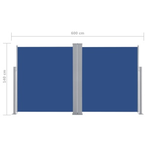 Copertină laterală retractabilă, albastru, 140 x 600 cm - Img 11