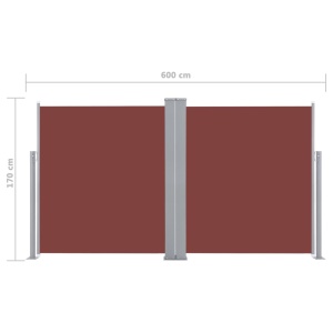 Copertină laterală retractabilă, maro, 170 x 600 cm - Img 11