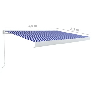 Copertină manuală tip casetă, albastru și alb, 350 x 250 cm - Img 6