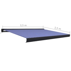 Copertină motorizată tip casetă, albastru și alb, 350 x 250 cm - Img 6