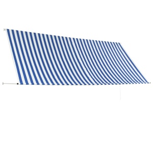 Copertină retractabilă, albastru și alb, 350 x 150 cm - Img 4