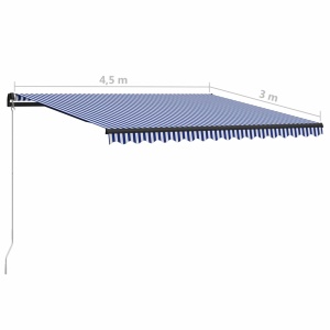 Copertină retractabilă manual, albastru și alb, 450x300 cm - Img 5