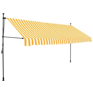 Copertină retractabilă manual cu LED, alb &amp; portocaliu, 400 cm - Img 2