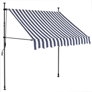 Copertină retractabilă manual cu LED, albastru &amp; alb, 100 cm - Img 2