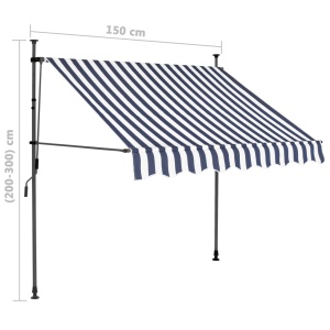 Copertină retractabilă manual cu LED, albastru & alb, 150 cm - Img 7