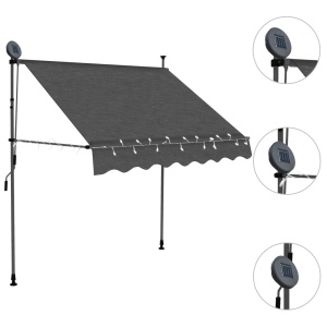 Copertină retractabilă manual cu LED, antracit, 200 cm - Img 3