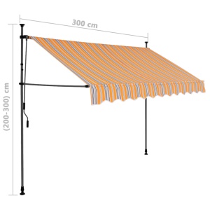 Copertină retractabilă manual cu LED, galben &amp; albastru, 300 cm - Img 7