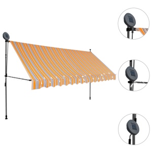 Copertină retractabilă manual cu LED, galben &amp; albastru, 400 cm - Img 3