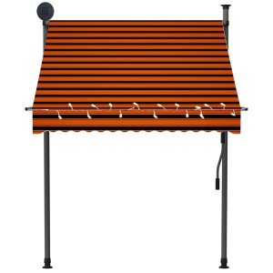 Copertină retractabilă manual cu LED, portocaliu &amp; maro, 150 cm - Img 4