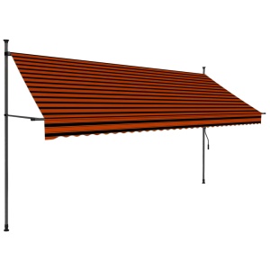 Copertină retractabilă manual cu LED, portocaliu & maro, 350 cm - Img 2
