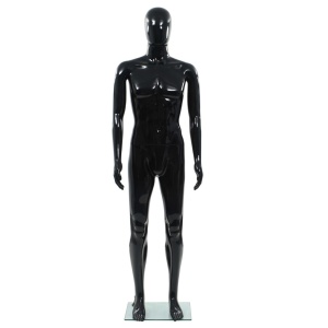 Corp manechin masculin, suport din sticlă, Negru lucios 185 cm - Img 3