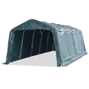 Cort de animale detașabil verde inchis 3,3x8 m PVC 550g/m² - Img 2
