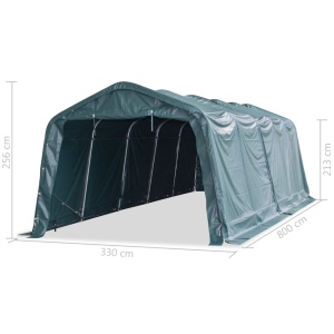Cort de animale detașabil verde inchis 3,3x8 m PVC 550g/m² - Img 9