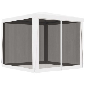 Cort de petrecere cu 4 pereți din plasă, alb, 2,5 x 2,5 m
