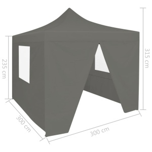 Cort de petrecere pliabil, 4 pereți laterali, antracit, 3 x 3 m - Img 10