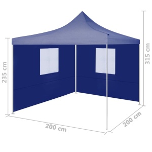 Cort de petrecere pliabil cu 2 pereți, albastru, 2 x 2 m, oțel - Img 9