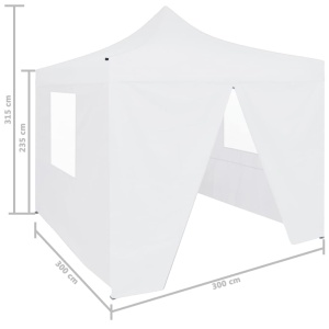 Cort de petrecere pliabil cu 4 pereți, alb, 3 x 3 m, oțel - Img 10