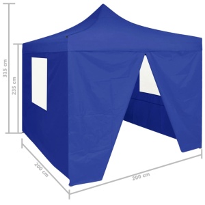 Cort de petrecere pliabil cu 4 pereți, albastru, 2 x 2 m, oțel - Img 10