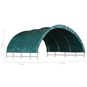 Cort pentru animale, verde, 3,7 x 3,7 m, PVC - Img 7