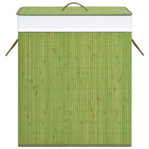 Coș de rufe din bambus, verde, 100 L - Img 4