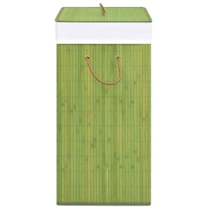Coș de rufe din bambus, verde, 100 L - Img 8