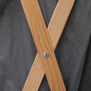 Coș de rufe pliabil, gri, lemn și material textil - Img 2