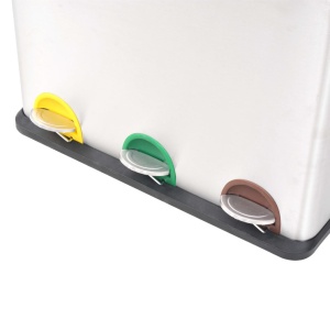 Coș gunoi cu pedale pentru reciclare, oțel inoxidabil, 3 x 18 L - Img 3