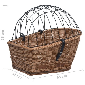 Coș portbagaj bicicletă cu capac 55x31x36 cm, răchită naturală - Img 9