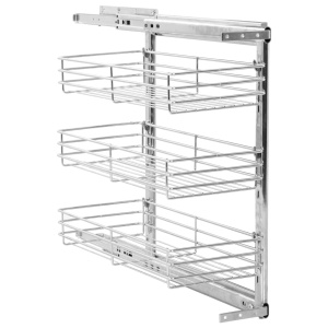Coș sârmă bucătărie retractabil 3 niveluri argintiu 47x25x56 cm - Img 4