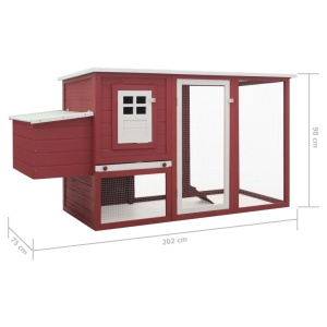 Coteț de exterior pentru găini coteț păsări 1 cuibar roșu lemn - Img 7