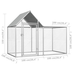 Coteț de găini, 2 x 1 x 1,5 m, oțel galvanizat - Img 5