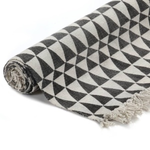 Covor Kilim, negru/alb, 120 x 180 cm, bumbac, cu model - Img 2