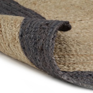 Covor manual cu margine gri inchis, 120 cm, iută - Img 4