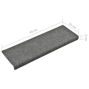Covorașe de scări cusătură punch, 15 buc, gri deschis, 65x25 cm - Img 5